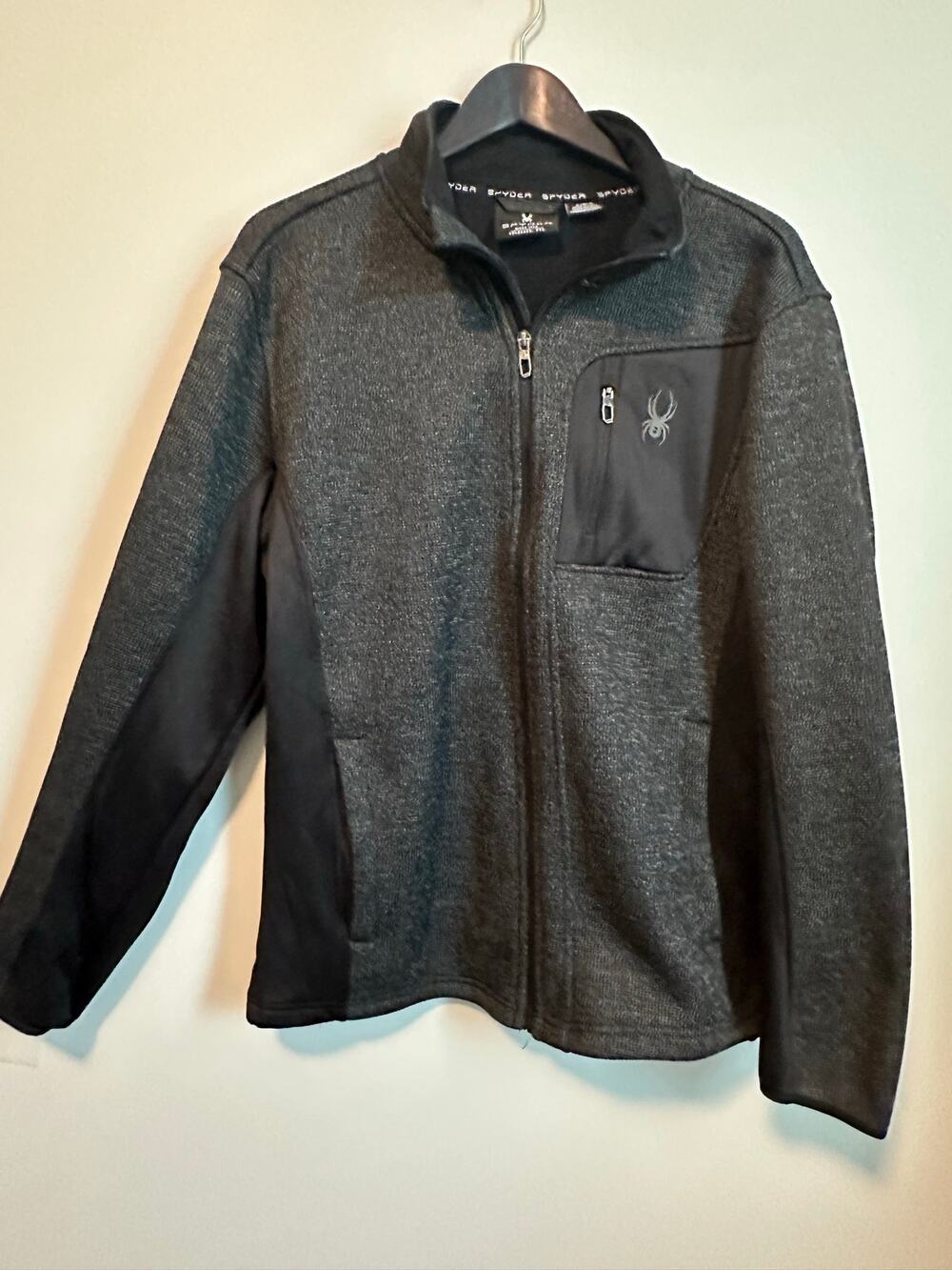 Spyder Bandit Men’s L Full Zip Sweater Fleece Jacket Gray Black Ski Outdoor